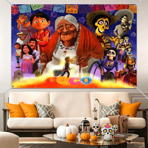 Día de Los Muertos Birthday Party Backdrop - 5x3Ft Colorful Mexican Decor