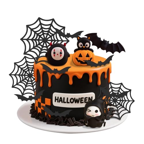 Halloween Cake Toppers Pumpkin Spider Web Decorations Set - 14 pcs