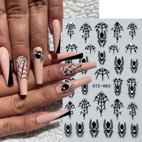Halloween Nail Stickers 3D Spider Web Ghost Heart Sticker Set - Style 7