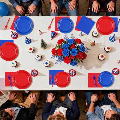 Red & Blue Birthday Party Supplies Set for 24 Guests - Serves 24
