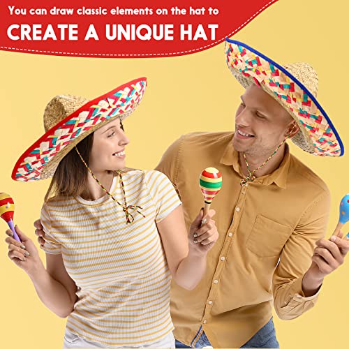 Sombrero Hats for Adults – 12 Pack Classic Mexican Style Straw Hats with Chin Strap – Party, Fiesta & Costume Accessory (Variation: Classic Color)
