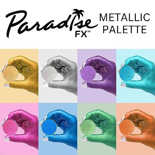 Mehron Makeup Paradise FX Metallic Face Paint Palette - Water-Activated, Neon Colors