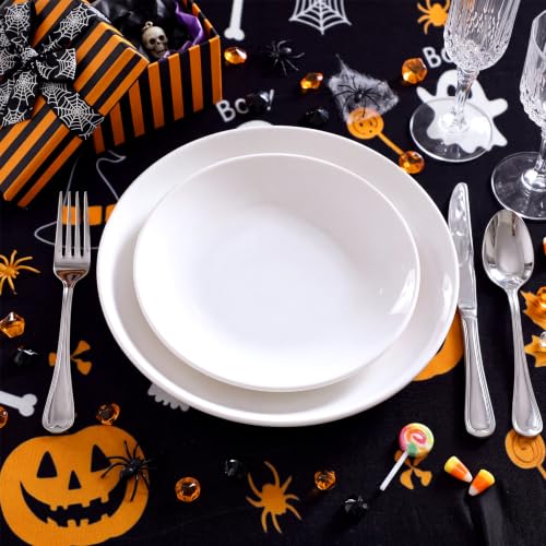 Halloween Pumpkin Ghost Spandex Tablecloth 6ft Fitted Rectangular Cover - Black White Orange