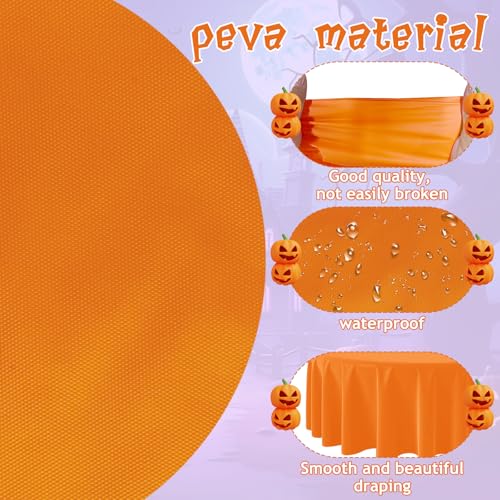 Halloween Disposable Plastic Tablecloth 12pcs - Round 84-inch Waterproof Cover with Color Options