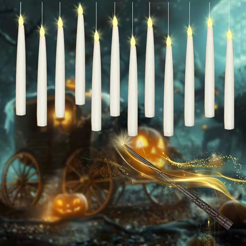 20 Pcs Floating Candles with Remote Wand - Flickering LED Flameless Indoor Decor - White & Remote Control