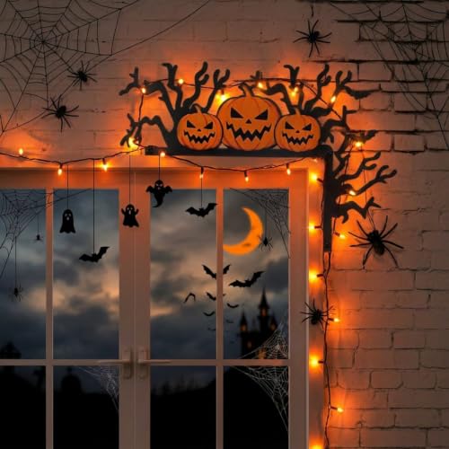 Halloween Door Frame Topper Set - Haunted House Wall Art, 4 Designs, Multicolor
