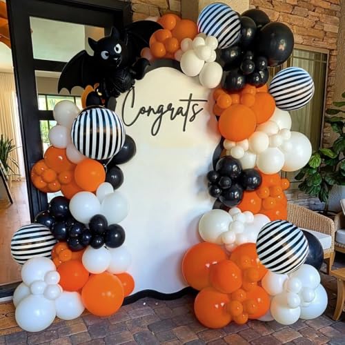 Fall Balloon Garland Arch Kit - 141pcs Orange Black Sand White Decorations - Variation of THIS listing