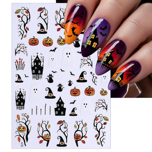 Halloween Nail Art Stickers - Ghost Pumpkin Spider Blood Drop - Mushroom Variation