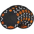 Halloween Round Placemats Set of 6 - Embroidered Pumpkin and Ghost Table Decor
