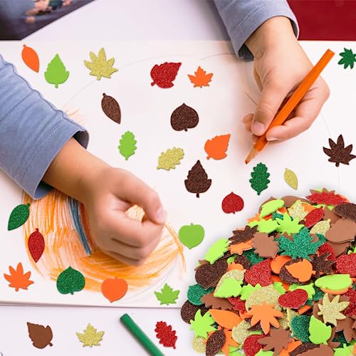 Fall Leaf Foam Stickers for Kids - Autumn Thanksgiving Craft Supplies - Fall Style