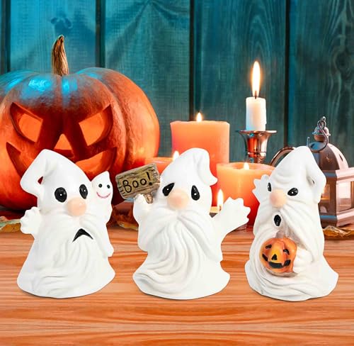 Halloween Ghost Gnome Figurines Set - Resin Tabletop Decorations for Fall & Halloween