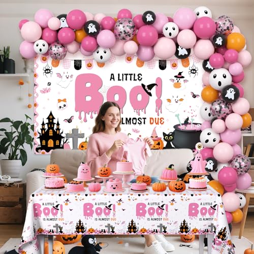Halloween Baby Shower Balloon Arch Kit Pink Boo Decorations Party Supplies
