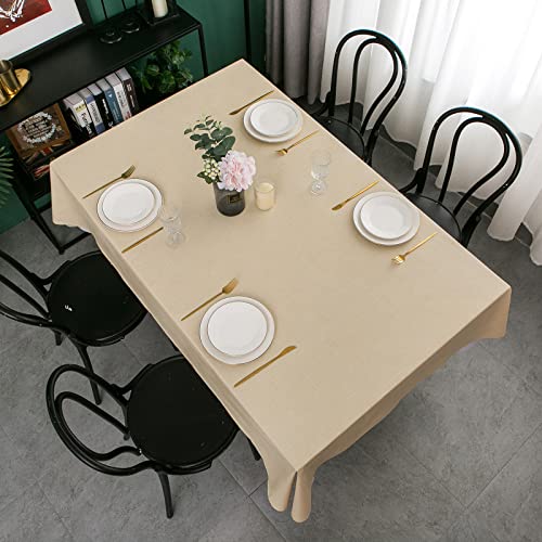 Vinyl Tablecloth with Flannel Backing - Champagne Waterproof & Stain-Resistant 60x102 Inches