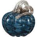 Blue Glass Pumpkin Decor for Fall Halloween Thanksgiving Table Centerpiece - Farmhouse Style