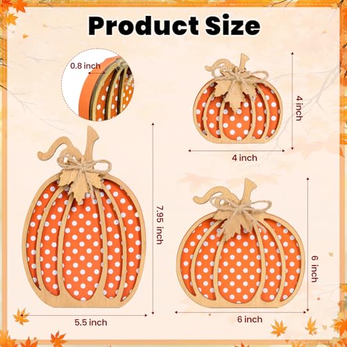 Fall Wooden Pumpkin Decor Set - 3 Handmade Autumn Centerpieces for Home & Table