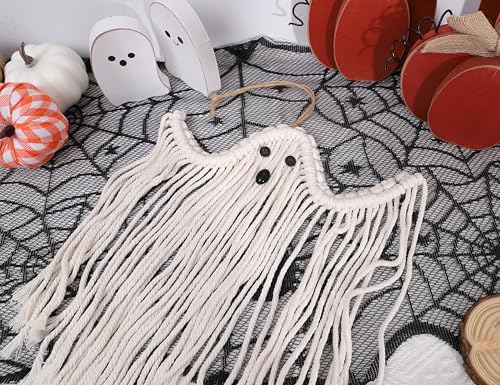 Halloween Ghost Wall Decor Set of 2 - Boho Macrame Spooky Wall Hangings