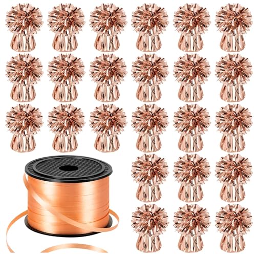 24 Rose Gold Balloon Weights Metallic Anchor - Heavy Balloon Holders & Ribbons