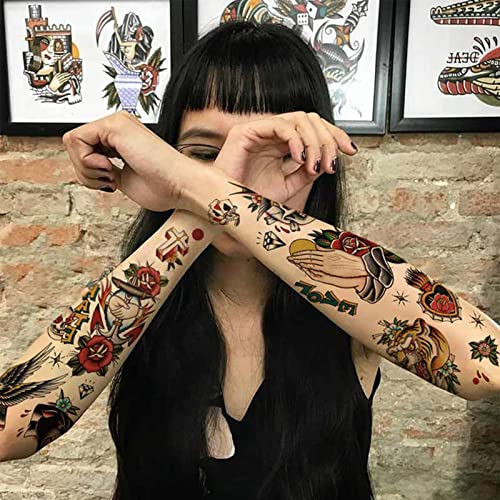 Temporary Tattoo Sheets 120×260mm Vintage Skull Rose Designs for Body Art