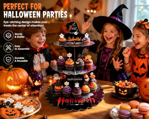 Halloween 3-Tier Cupcake Stand | Spooky Party Dessert Display