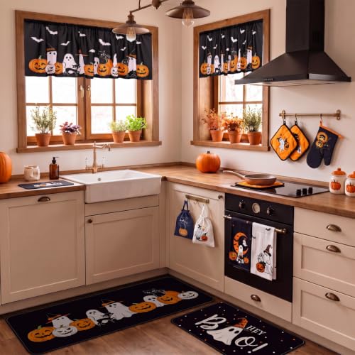 Halloween Kitchen Decor Set with Ghost Pumpkin - 16 Pieces, Festive Home & Kitchen Decorations