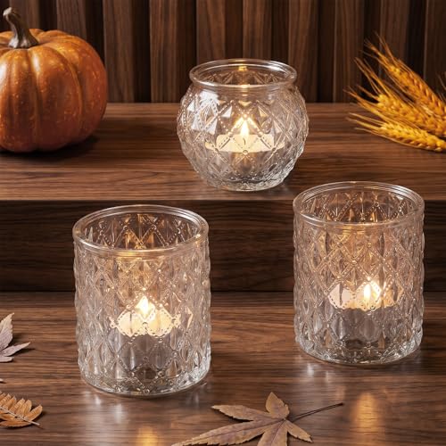 Clear Votive Candle Holders Set of 36 - Glass Tea Light Centerpieces for Wedding & Home Decor