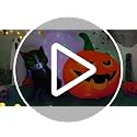 5FT Inflatable Ghost with Black Cat and Pumpkin Halloween Yard Decoration with LEDs