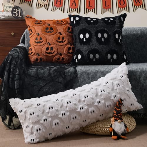 Halloween Pillow Cover 14x36 Inch Ghost Design White Black Variation of THIS Listing