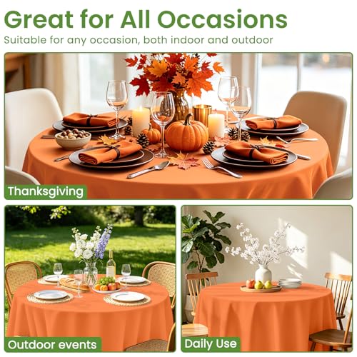 Disposable Orange Round Tablecloths - 84 Inch, 2 Pack, Waterproof & Stain-Resistant