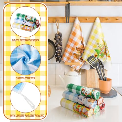 Gnome Cute Holiday Kitchen Hand Towels Set - 20 Pcs Seasonal Decor