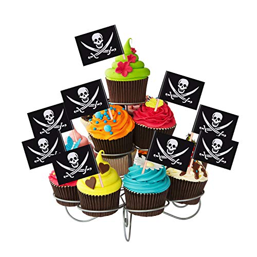 Pirate Cocktail Toothpick Flags Set - 100 Black Party Food Picks