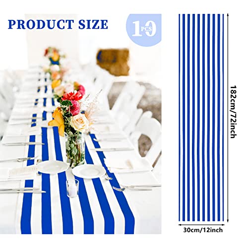 Blue & White Striped Table Runner 12x72 Inches Set of 10 - Elegant Linen Decor