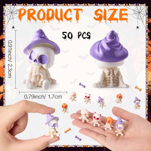 Mini Mummy Witch Demon Pumpkin Skeleton Halloween Figurines Set - 50 Pcs