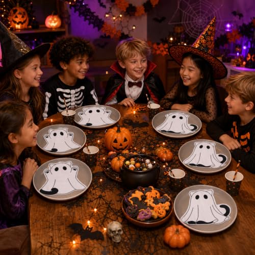 Halloween Ghost Cat Napkins - 100 Disposable 2-Ply Party Tableware