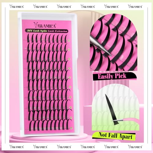 Yawamica Spiky Lash Extensions - 13-21mm D Curl Mixed Length Eyelash Clusters - Wispy Volume Faux Lashes - Variation: Spiky Lash-13-21mm