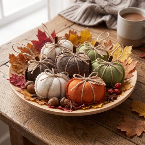 Fall Tree Decorations - 16 Felt Pumpkin Hanging Ornaments for Autumn Decor