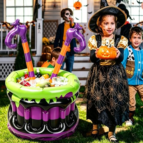 Inflatable Beverage Cooler with Witch Legs - Halloween Party Drink Cooler & Ice Bucket