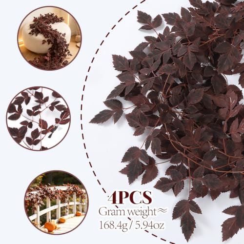 Dark Burgundy 27ft Fall Garland Set - Autumn Maple Leaves for Mantle & Porch Decor