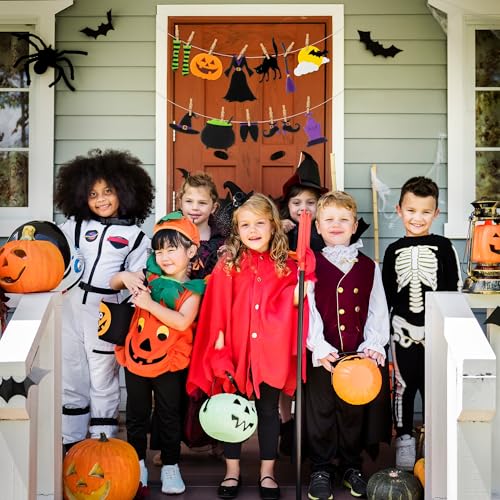 Halloween Witch Clothesline Banner - Felt Garlands & Wooden Clips for Festive Decor