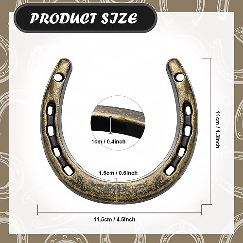 Bronze Cast Iron Horseshoe Wall Decor Set - Lucky 10 Pieces 4.5 x 4.3 Inches