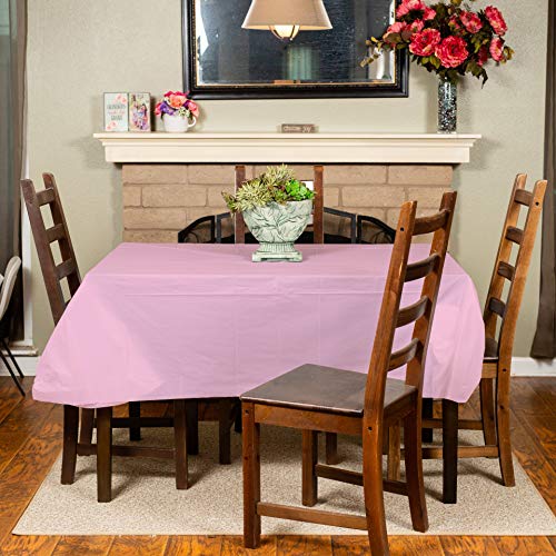 Eleclassi Pink Disposable Plastic Tablecloth 6 Pack - 54x108 Inch Rectangular