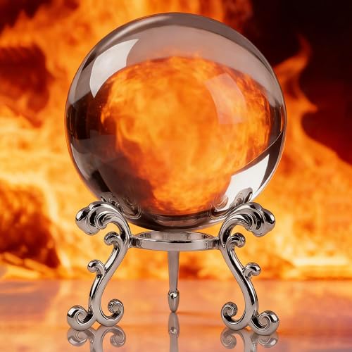 80mm Clear Crystal Ball with Stand for Photography & Decor - Sphere Set