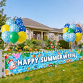 Summerween Pool Party Banner with Balloons - Outdoor Indoor Halloween & Summer Decor
