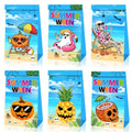 Summerween Party Gift Bags - 12 Pack Halloween & Summer Theme Paper Bags