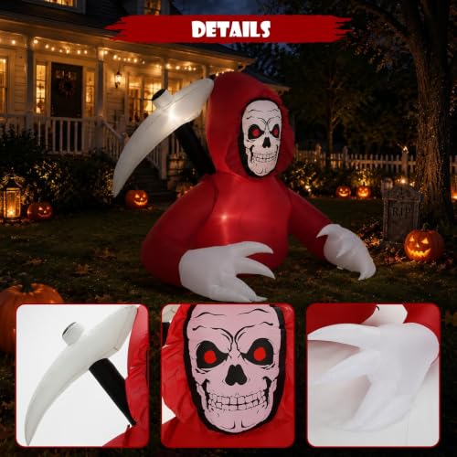 6FT Halloween Inflatable Grim Reaper with LED Lights Outdoor Decor