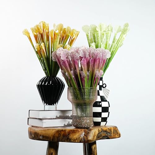 Artificial Carnivorous Pitcher Plant Set - 17.5 Inch Brown Faux Plants for Home & Wedding Decor