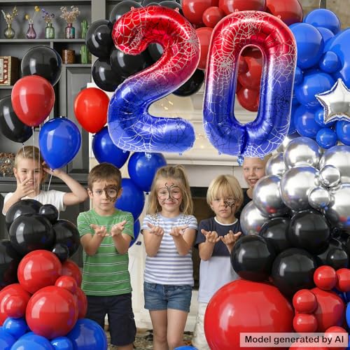 40 Inch Spider Theme Number 20 Foil Balloons - Large Party Decorations