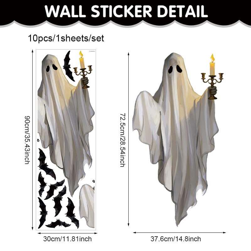 Halloween Window Clings Decorations Ghost & Bat Set - Colorful 22 Variation