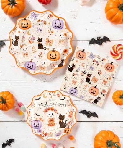 150Pcs Heavy-duty Halloween Plates and Napkins Set Disposable Paper