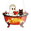 Ghost03 Halloween Christmas Ornament - Spooky Ghost Reading - White Elephant Gift