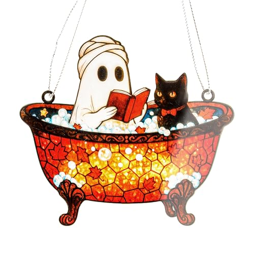 Ghost03 Halloween Christmas Ornament - Spooky Ghost Reading - White Elephant Gift